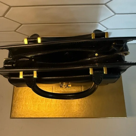 Saint Laurent Black Satchel with Gold Accents - Picture 4 of 5